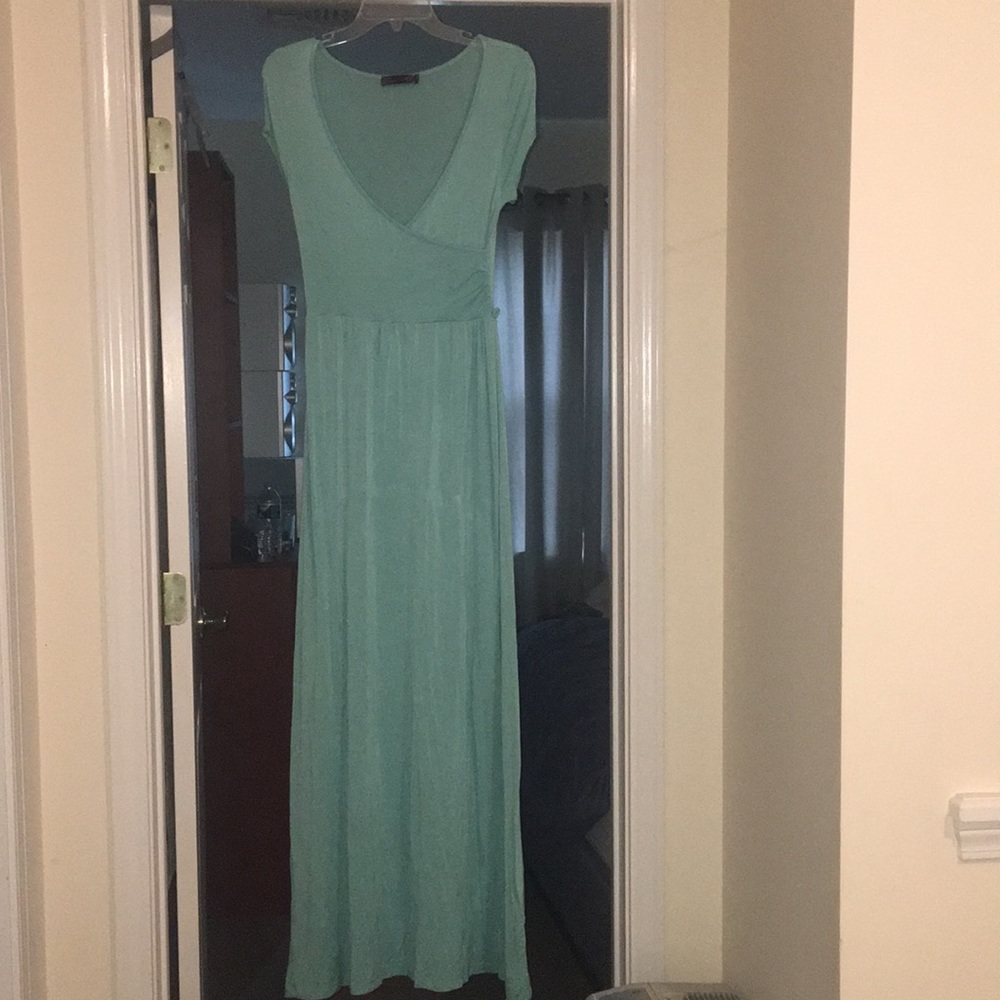 Body central short sleeve long light blue dress